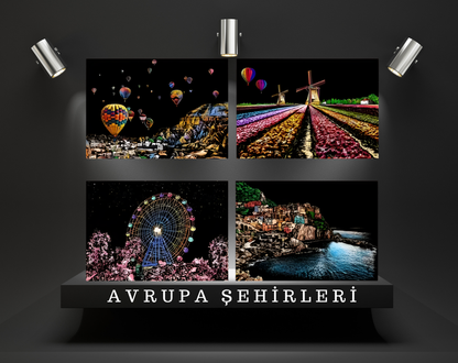 Çocuk ve Yetişkinler İçin Kazımalı Renkli Sanat Kartları