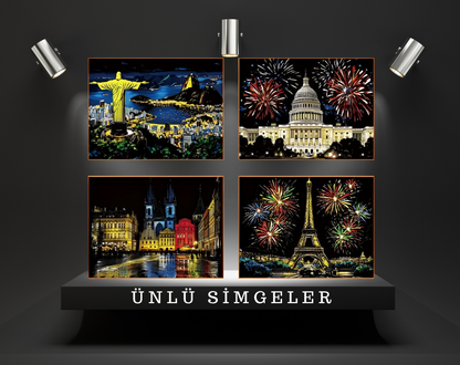 Çocuk ve Yetişkinler İçin Kazımalı Renkli Sanat Kartları